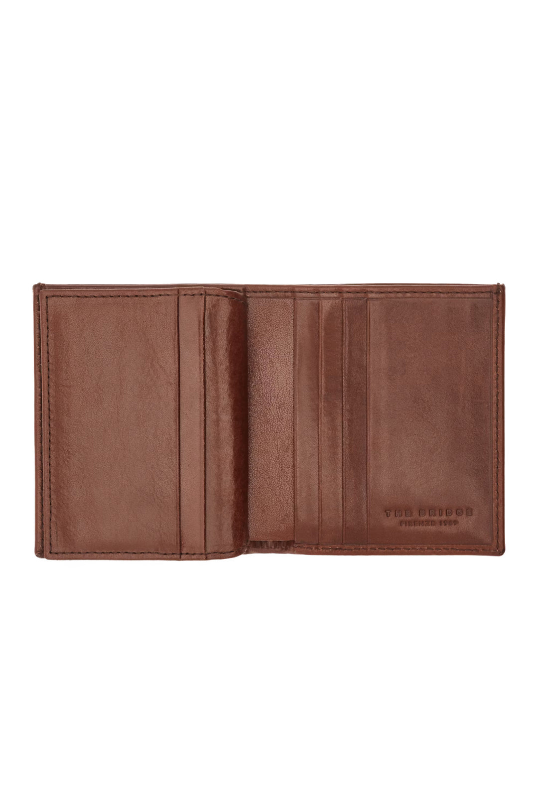 Brown leather wallet with logo
