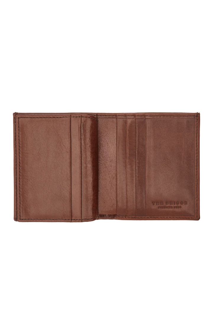 Brown leather wallet with logo