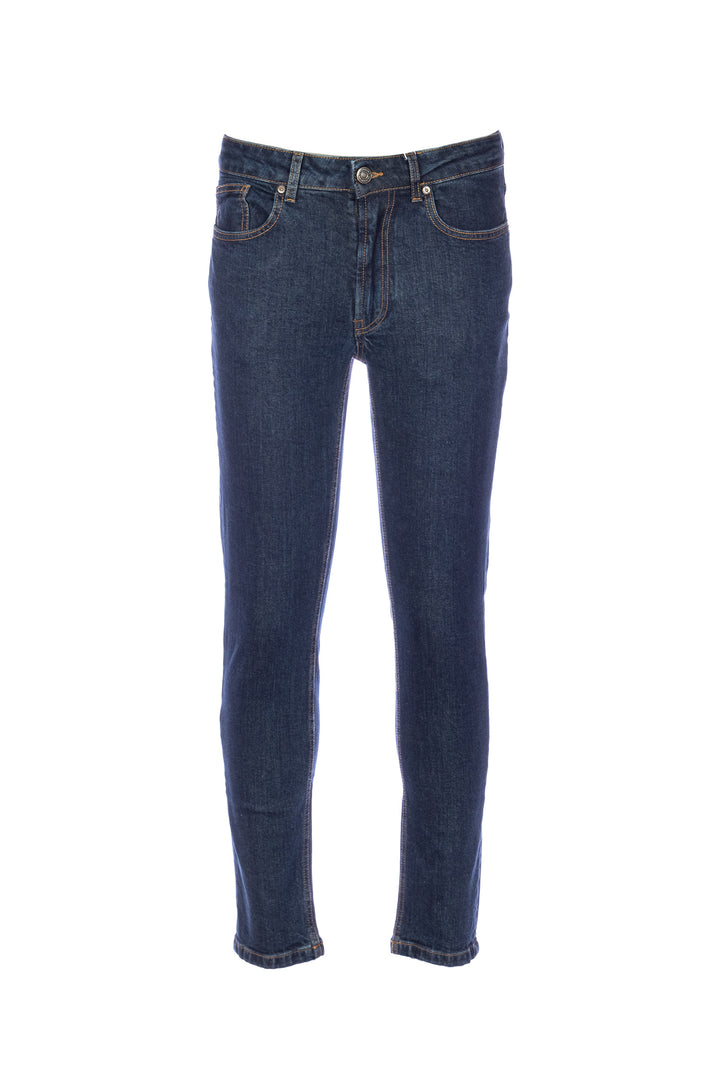 Jean 5 poches en denim de coton stretch délavage foncé