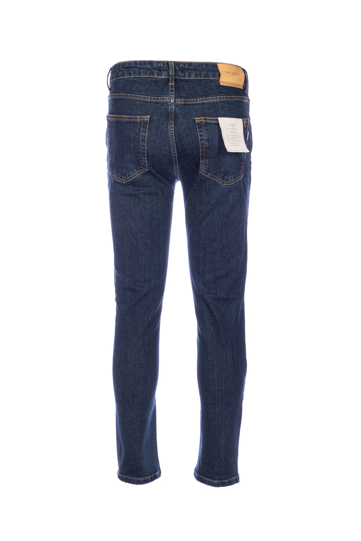 Jean 5 poches en denim de coton stretch délavage foncé