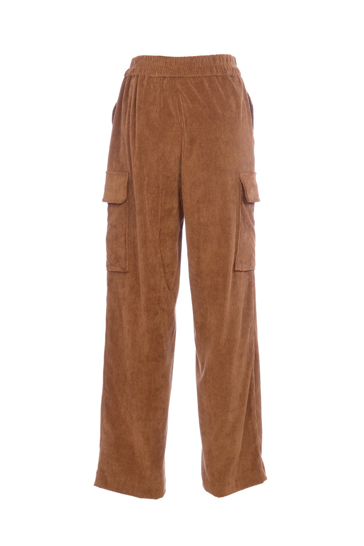 Pantalone cargo nocciola in velluto a coste
