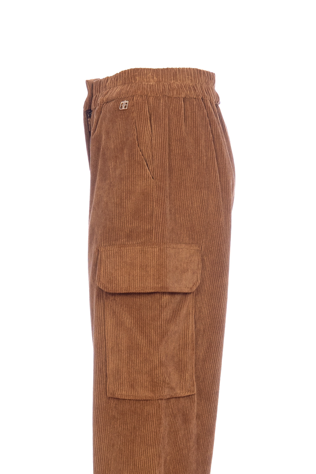 Pantalone cargo nocciola in velluto a coste