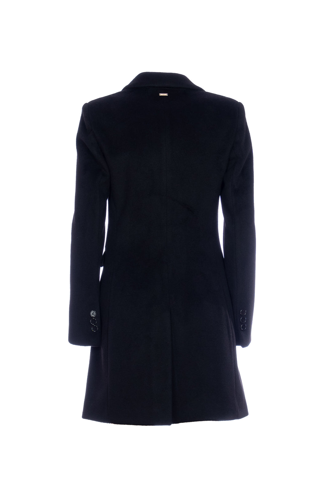 Cappotto regular monopetto nero con revers a lancia