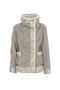 Regular short double-breasted jacket in melange grey faux fur