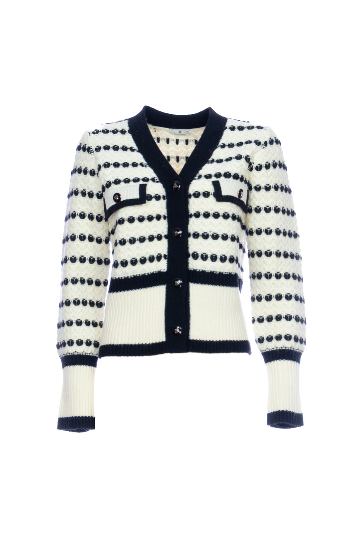 Cardigan regular bicolore con scollo a V