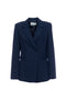 Giacca blazer doppiopetto blu notte in crêpe