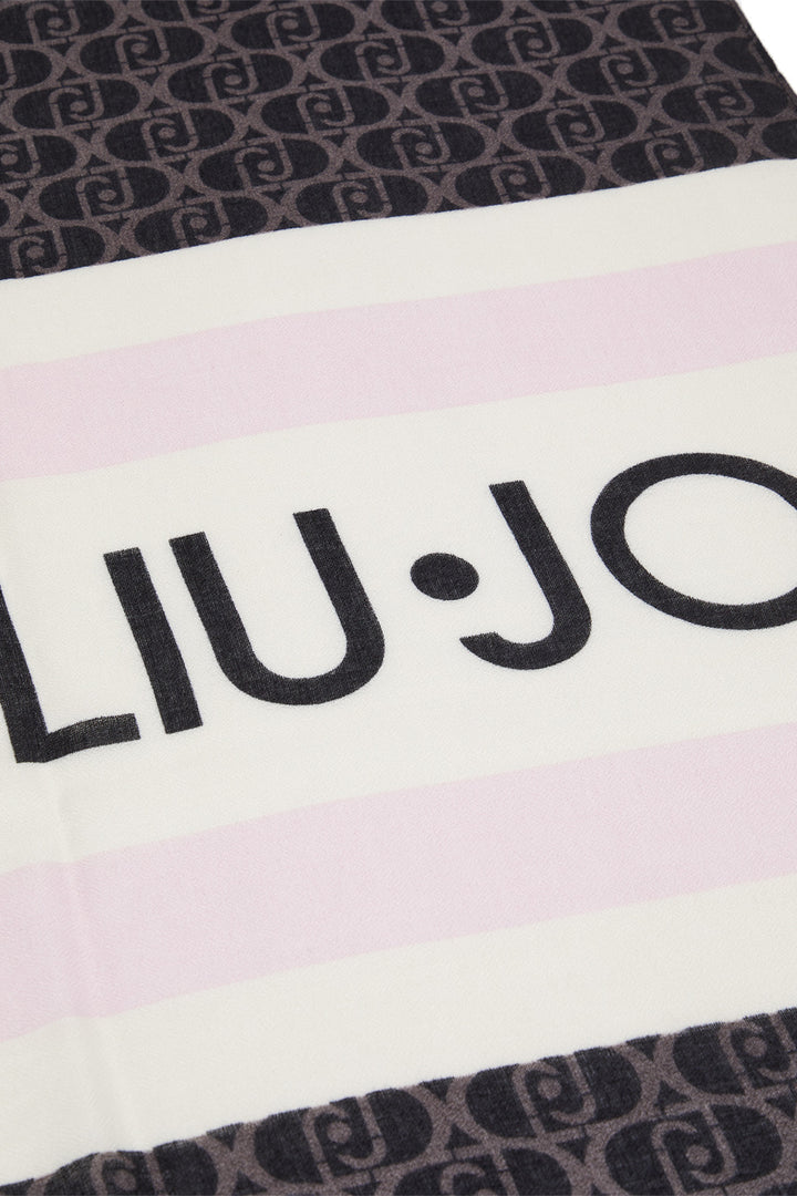 Stola nera con logo stampato