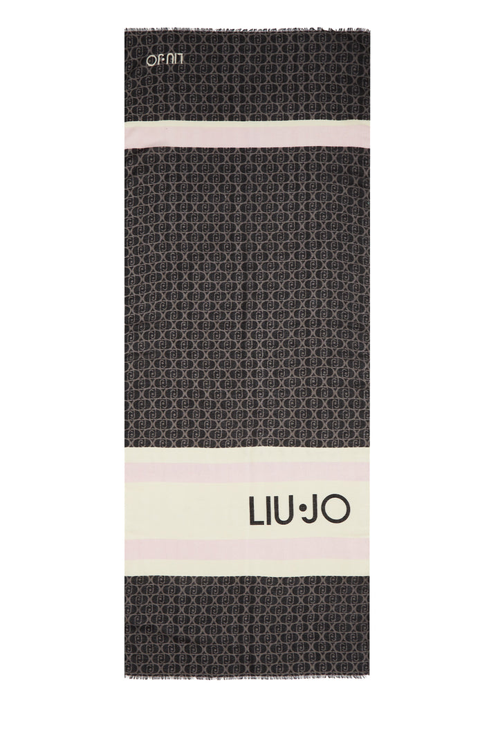 Stola nera con logo stampato