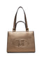 Shopping bag bronzo con logo a rilievo