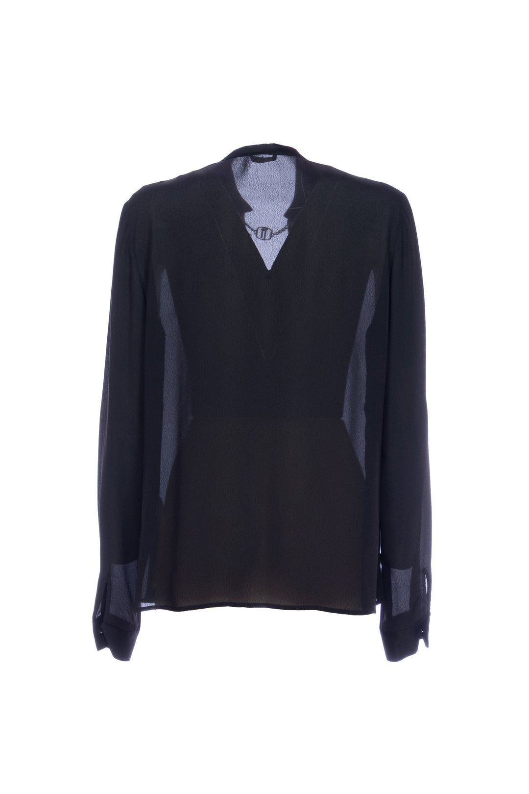 LIU JO Blusa nera in georgette con dettaglio gioiello - Mancinelli 1954