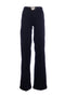 Jeans flare bottom up in denim nero di cotone stretch con cintura