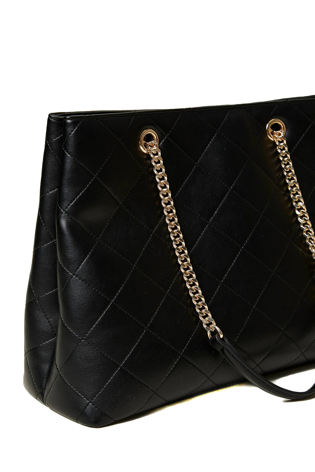 Borsa shopper nera con chiusura Oval T