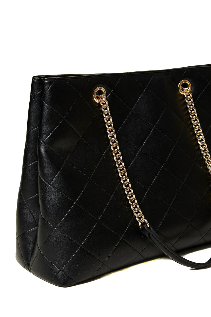 Borsa shopper nera con chiusura Oval T