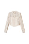Blusa cropped bianco antico in pizzo macramè