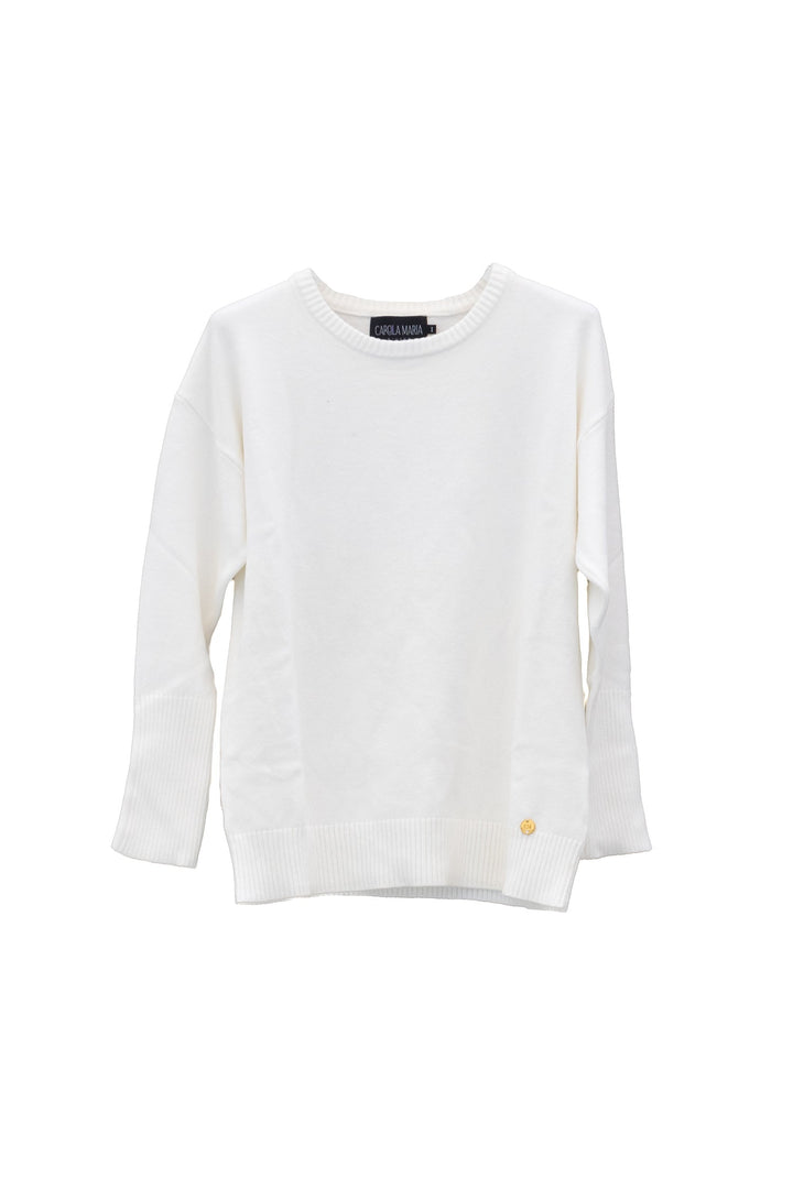 CAROLA MARIA Maglia girocollo panna con bottoni decorativi - Mancinelli 1954