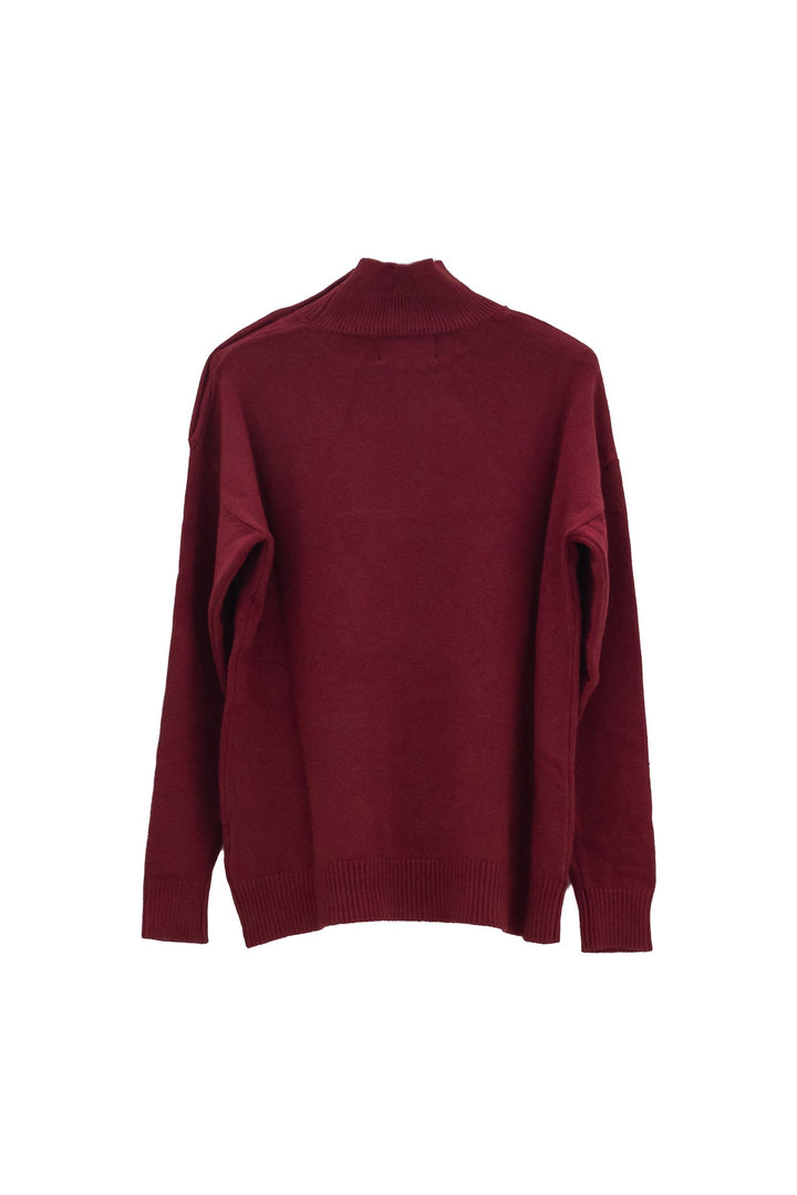 CAROLA MARIA Maglia lupetto bordeaux con bottoni decorativi - Mancinelli 1954