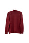 Burgundy turtleneck sweater with decorative buttons