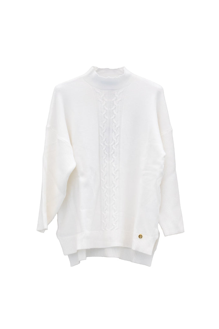 CAROLA MARIA Maglia lupetto panna con treccia asimmetrica - Mancinelli 1954