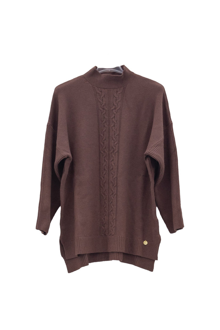 CAROLA MARIA Maglia lupetto moro con treccia asimmetrica - Mancinelli 1954