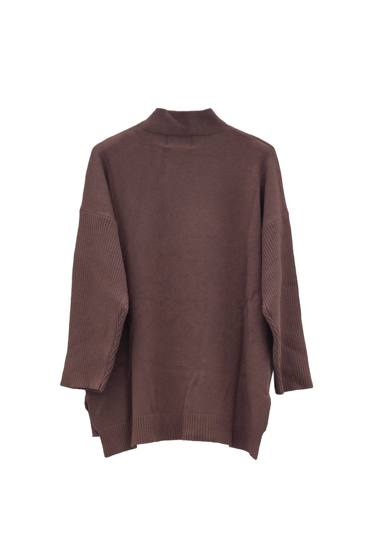 CAROLA MARIA Maglia lupetto moro con treccia asimmetrica - Mancinelli 1954