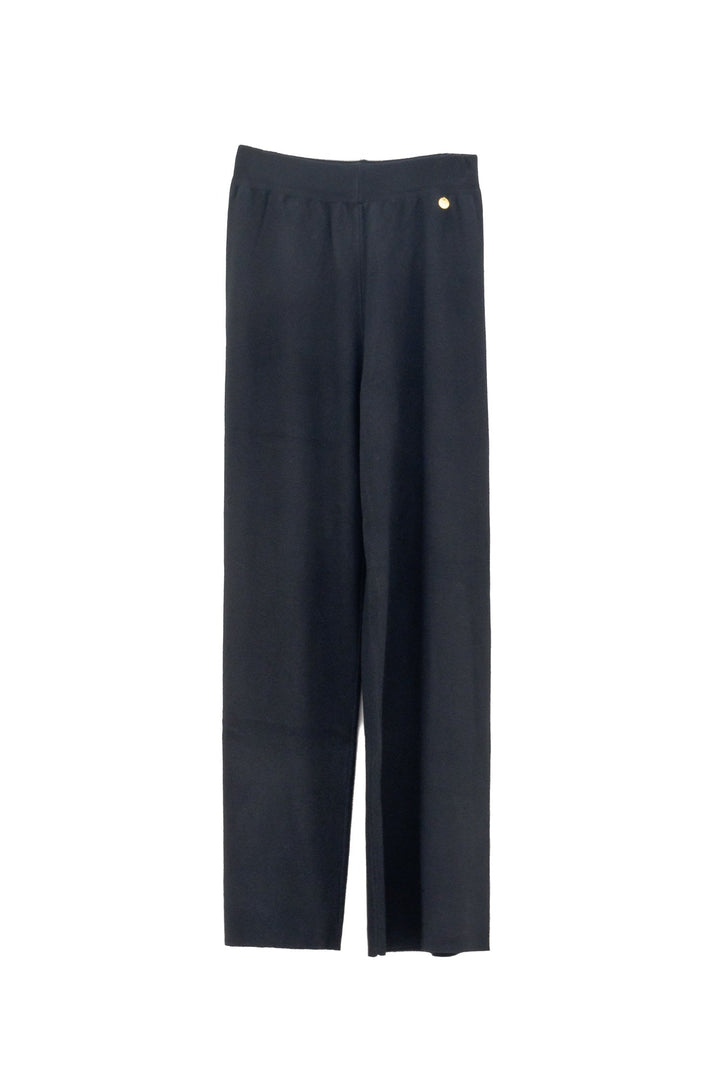 CAROLA MARIA Pantaloni palazzo neri in maglia - Mancinelli 1954