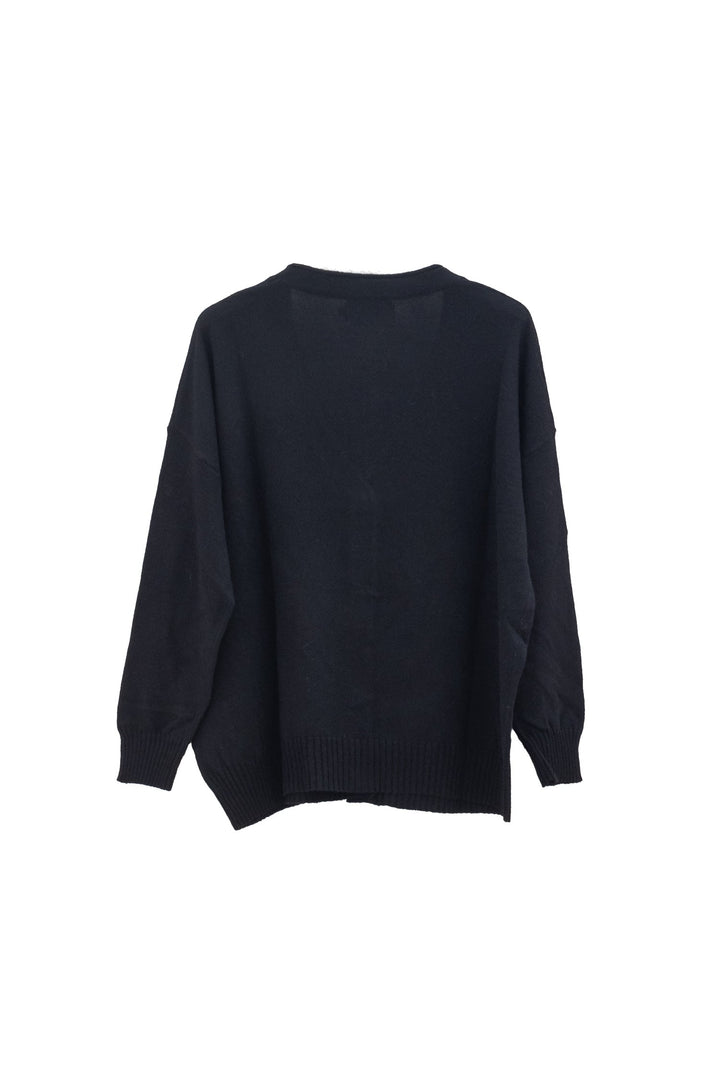 CAROLA MARIA Cardigan nero in angora e lana con scollo a V - Mancinelli 1954