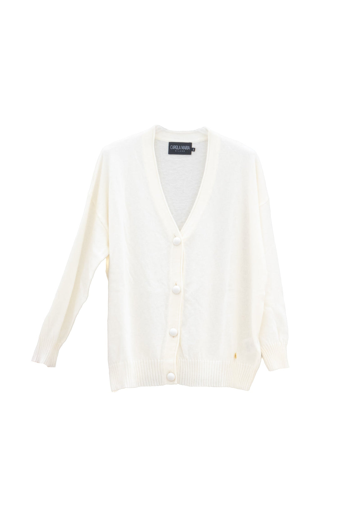 CAROLA MARIA Cardigan panna in angora e lana con scollo a V - Mancinelli 1954