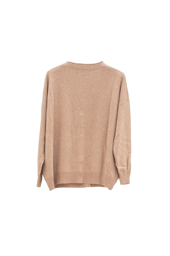 CAROLA MARIA Cardigan beige melange in angora e lana con scollo a V - Mancinelli 1954