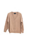 Beige melange angora and wool cardigan with V-neck