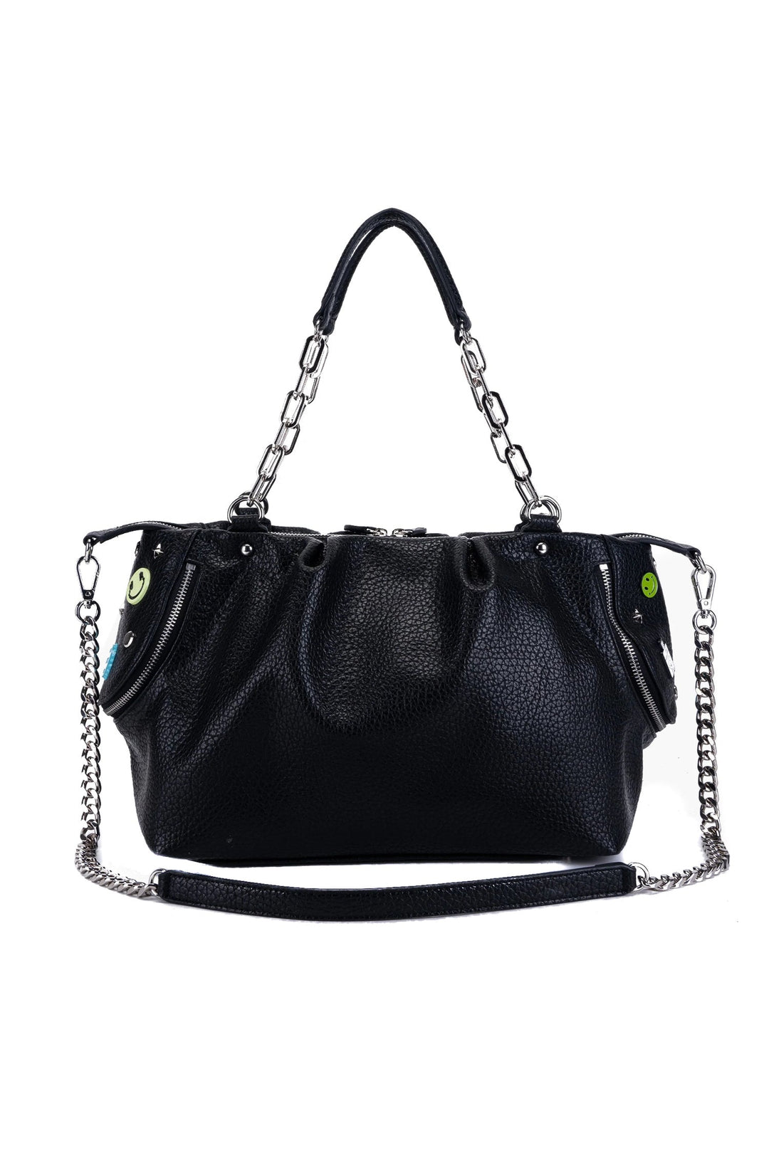 LA CARRIE Borsa Shopping Smiles nera con spille - Mancinelli 1954