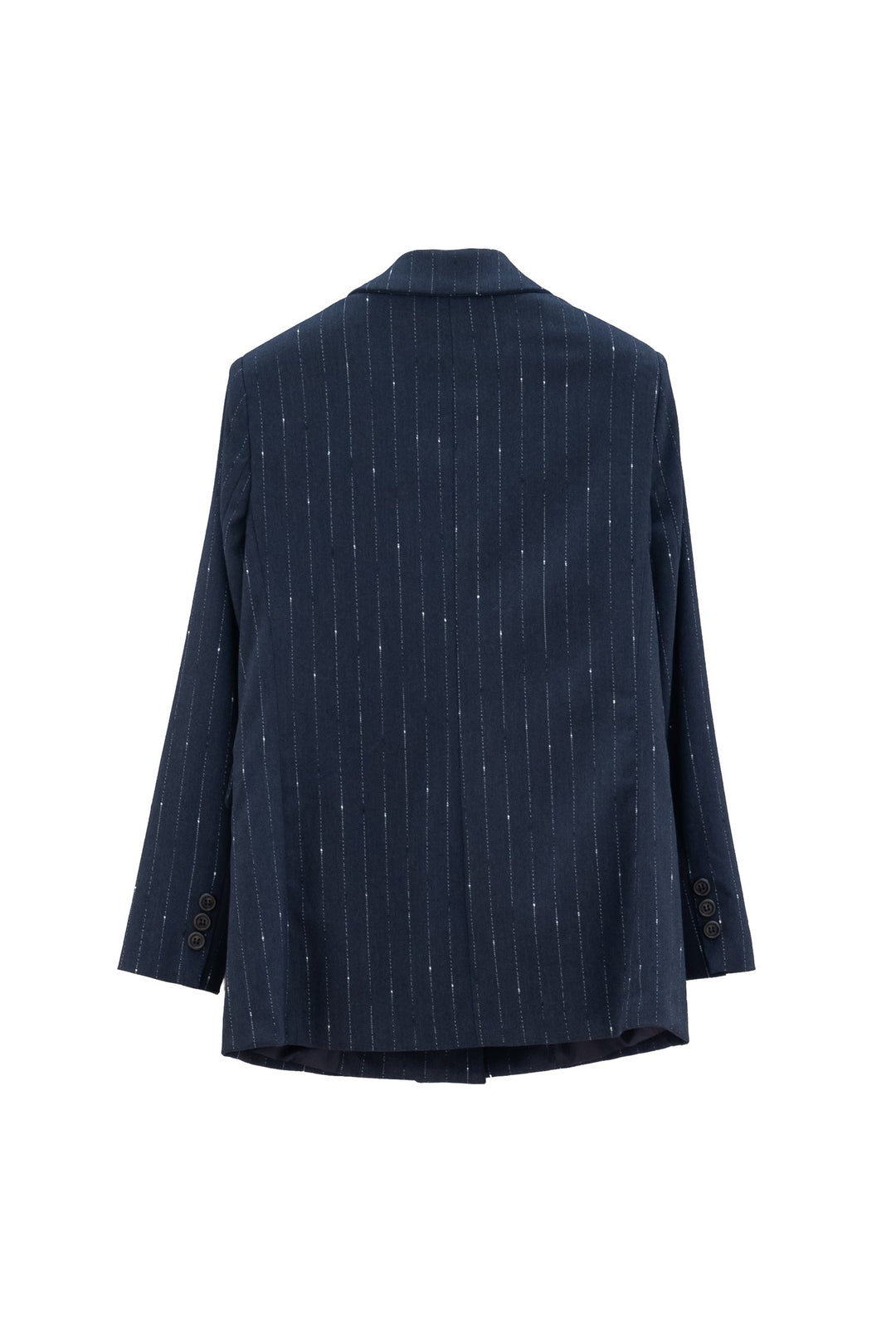 Mancinelli 1954 Giacca Doppiopetto blu scuro Gessata con Micropaillettes e Spilla Gioiello - Mancinelli 1954