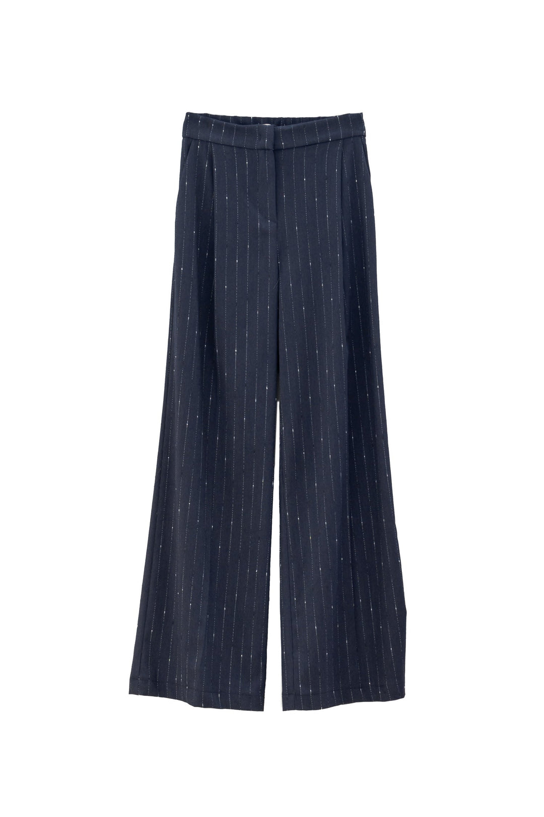 Mancinelli 1954 Pantalone Palazzo blu scuro Gessato con Micropaillettes - Mancinelli 1954