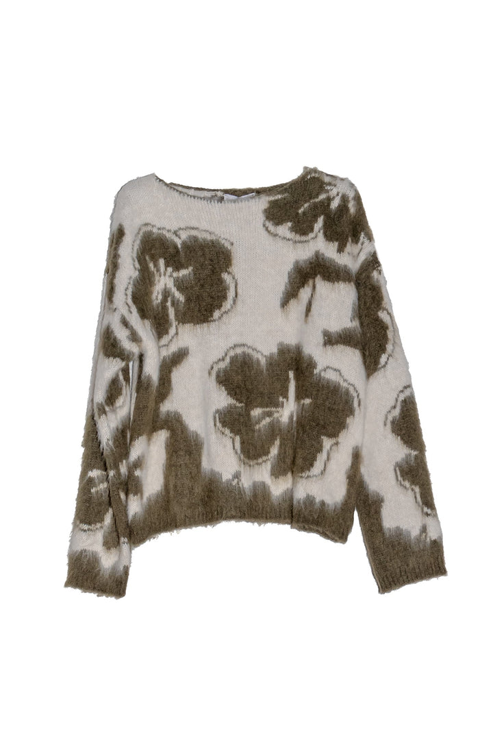 MOTEL Maglia Verde con Motivo Floreale Astratto - Mancinelli 1954