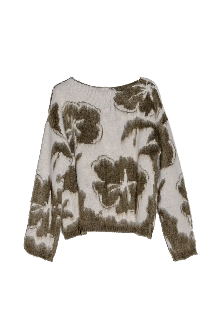 MOTEL Maglia Verde con Motivo Floreale Astratto - Mancinelli 1954