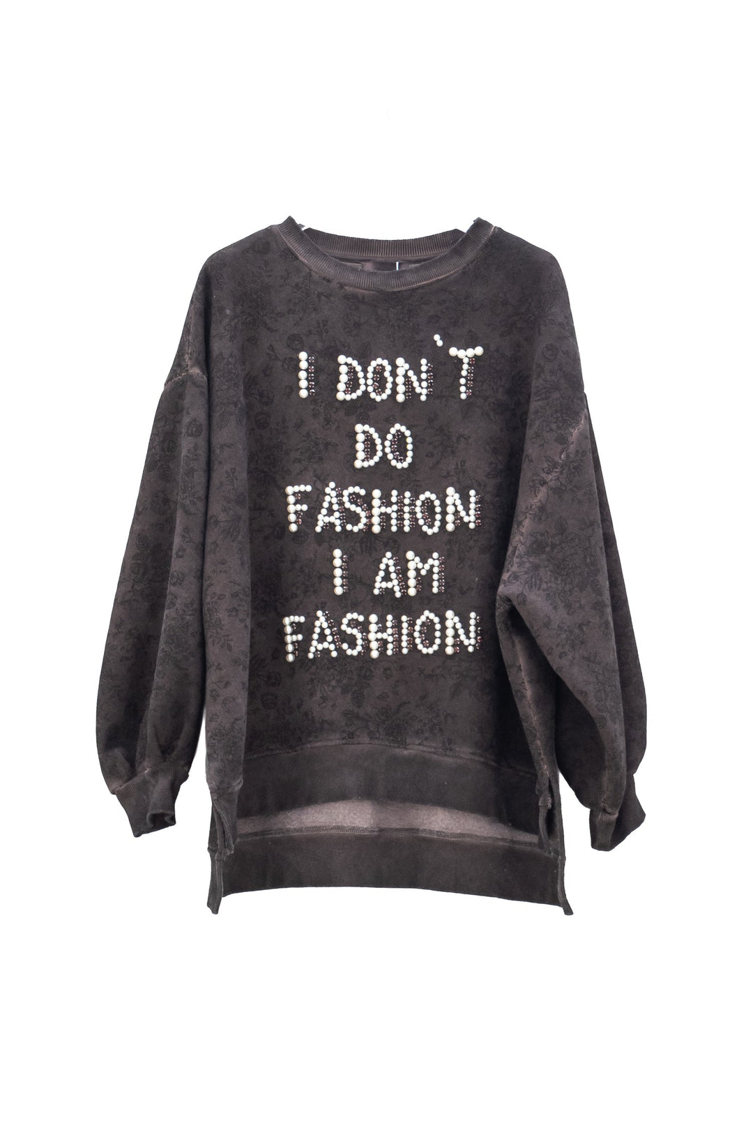 MOTEL Felpa Cacao con Ricamo di Perle - Mancinelli 1954