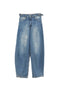 Used-wash cotton denim jeans with adjustable waist