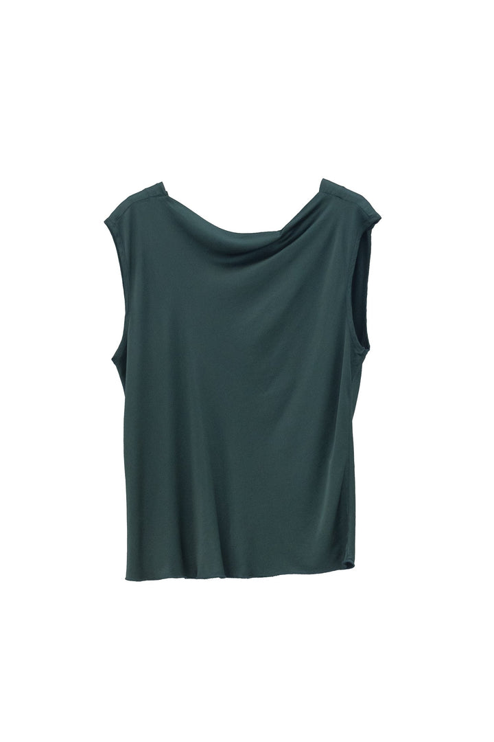 MOTEL Top smanicato satinato verdone - Mancinelli 1954