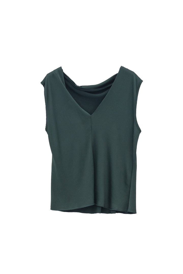 MOTEL Top smanicato satinato verdone - Mancinelli 1954