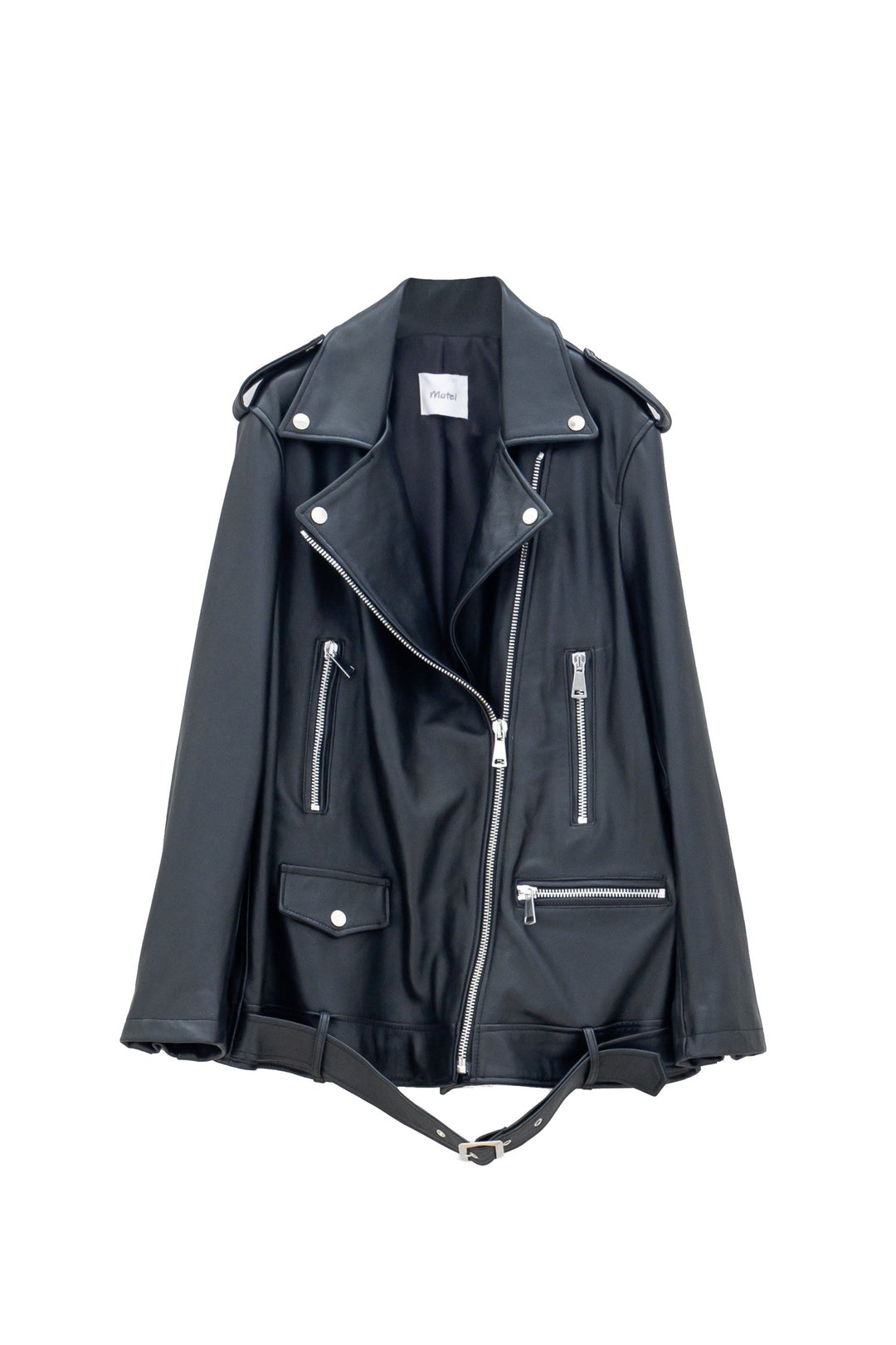 MOTEL Chiodo nero in Pelle con cinturino - Mancinelli 1954