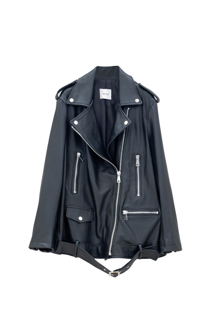 MOTEL Chiodo nero in Pelle con cinturino - Mancinelli 1954