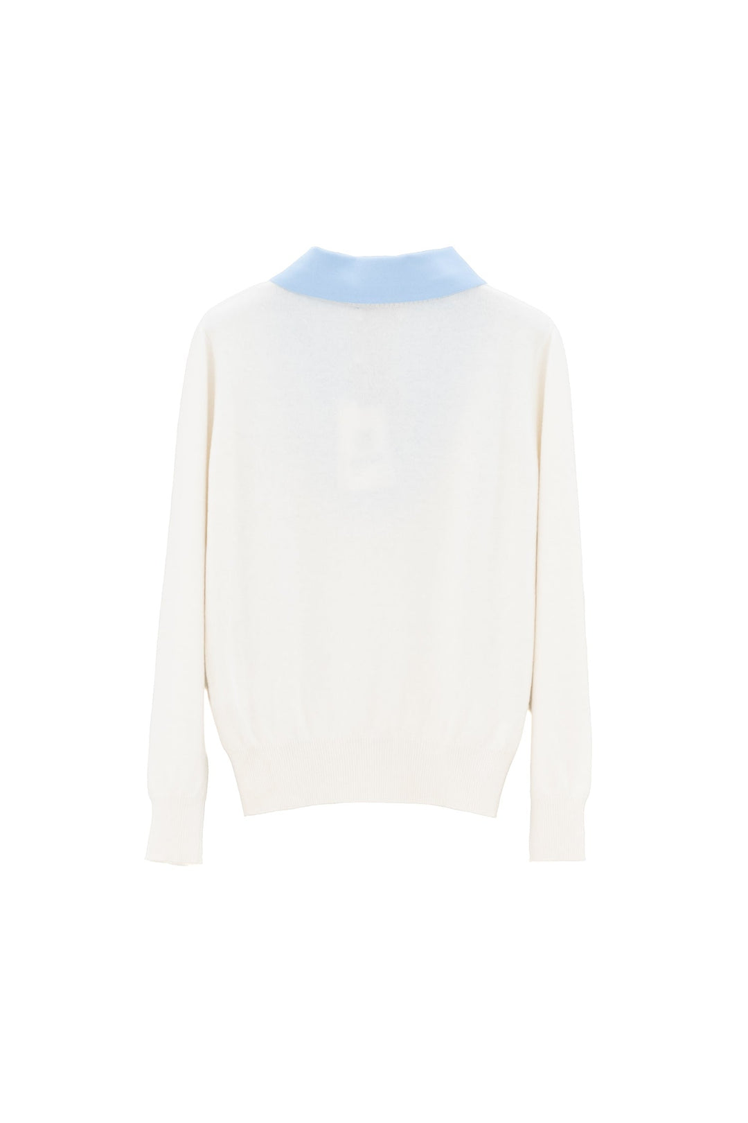 MOTEL Maglia panna con Scollo a V e Collo Camicia celeste - Mancinelli 1954