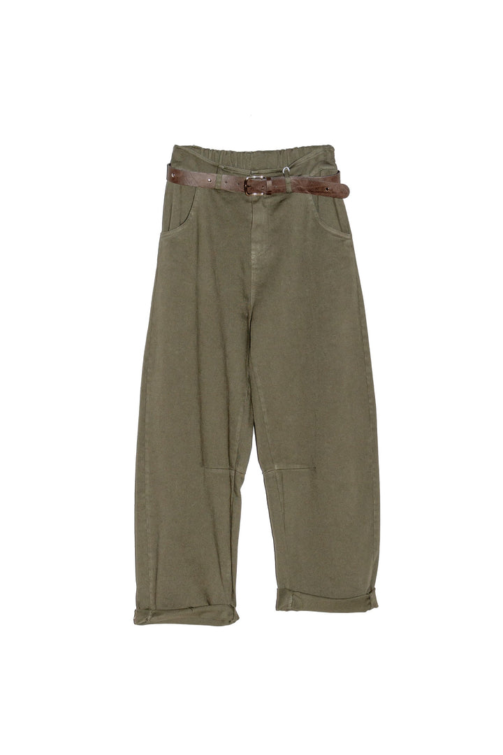 MOTEL Pantaloni Verdi in cotone stretch con Cintura - Mancinelli 1954