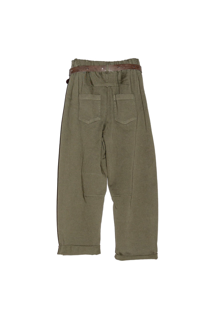 MOTEL Pantaloni Verdi in cotone stretch con Cintura - Mancinelli 1954