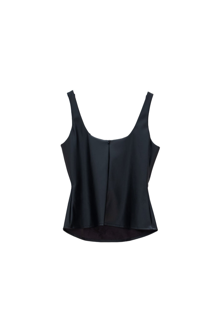 MOTEL Top Nero con Scollo a Cuore in Poliuretanica - Mancinelli 1954