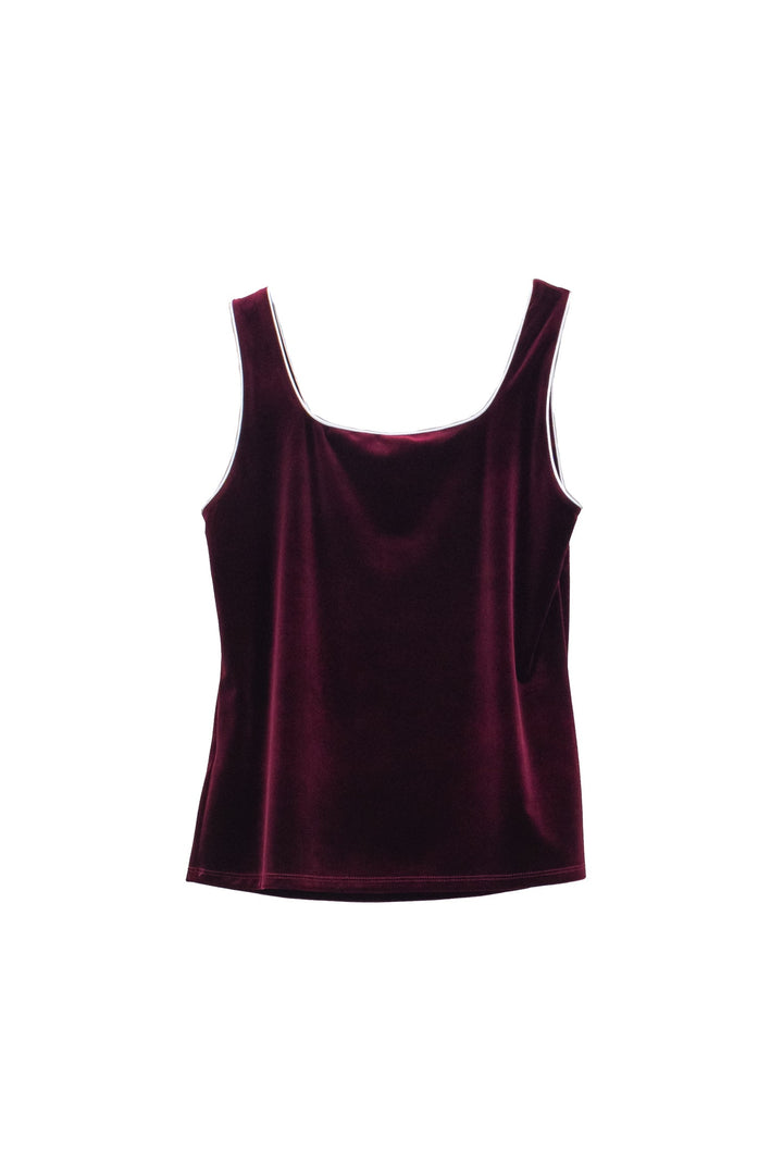 MOTEL Top smanicato bordeaux effetto velluto - Mancinelli 1954