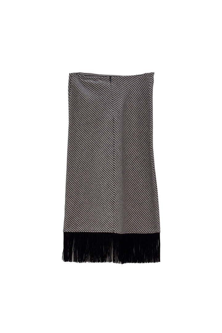 MOTEL Gonna a Tubino Pied de Poule con Frange - Mancinelli 1954