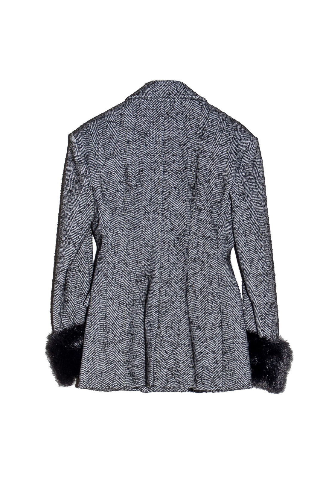 MOTEL Giacca Grigia in Spina di Pesce con Dettagli in Pelliccia - Mancinelli 1954