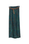 Pantalone palazzo verde con stampa paisley e cintura