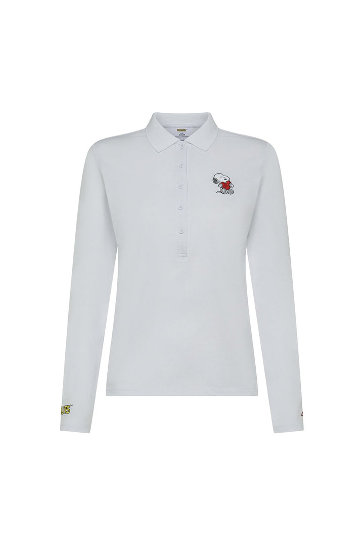 SUN 68 Polo slim Peanuts bianca in piquet di cotone - Mancinelli 1954