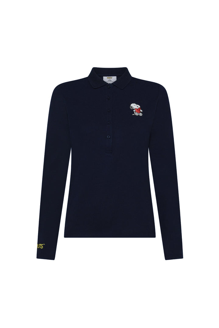 SUN 68 Polo slim Peanuts blu navy in piquet di cotone - Mancinelli 1954